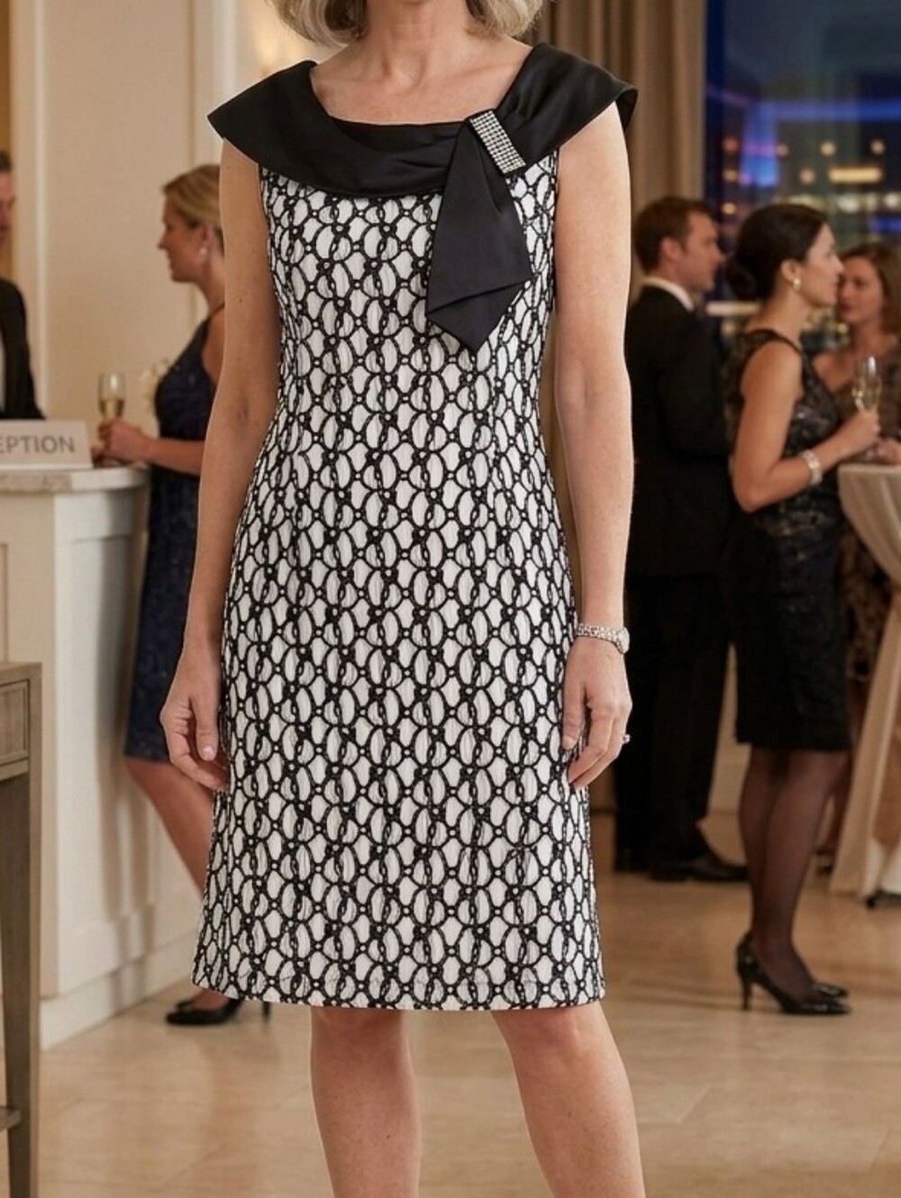 NWOT cocktail classic black and ivory dress